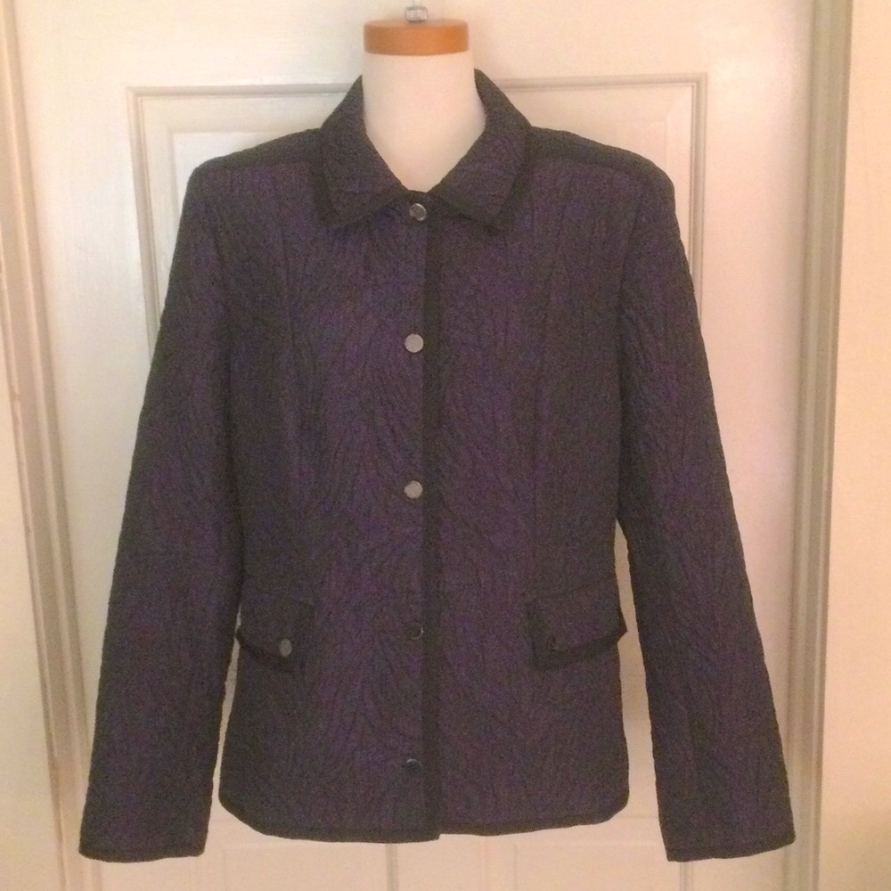Doncaster Purple Quilted Jacket With Black Trim